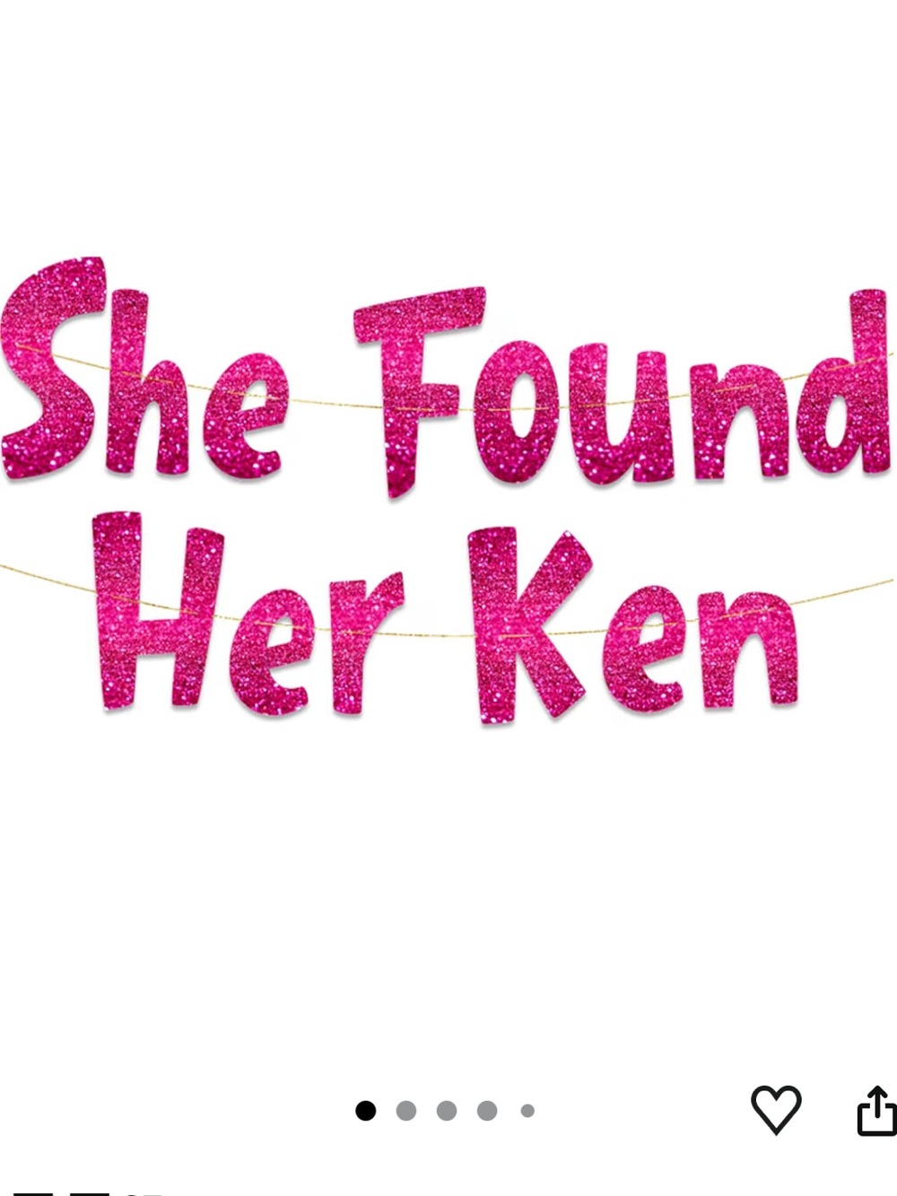 Pink Glitter "She Found Her Ken" Party Banner